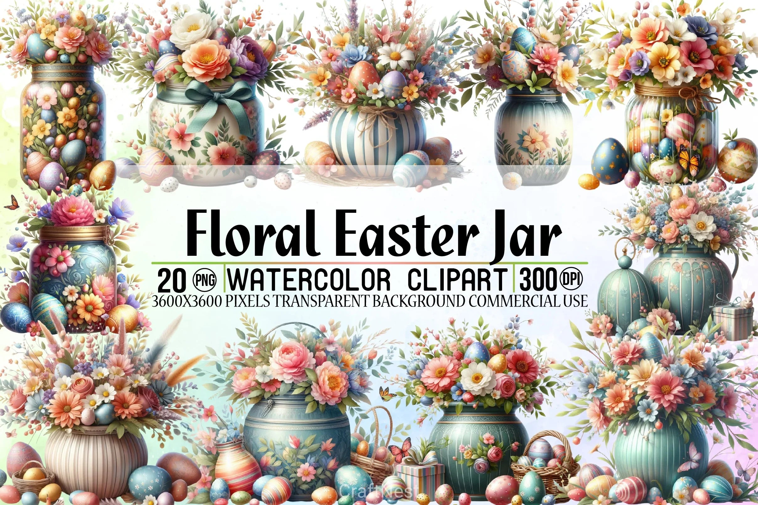 Floral Easter Jar Clipart Bundle - CraftNest - Digital Crafting and Art