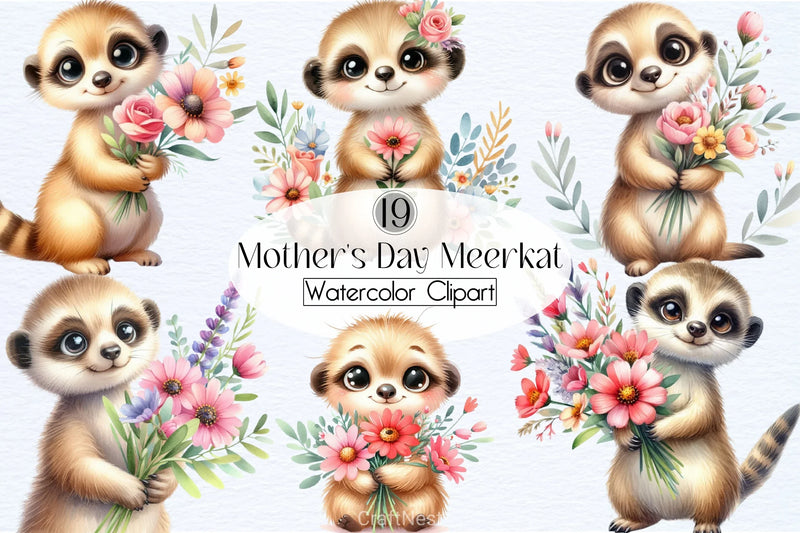 Mother's Day Meerkat Clipart Bundle - CraftNest - Digital Crafting and Art