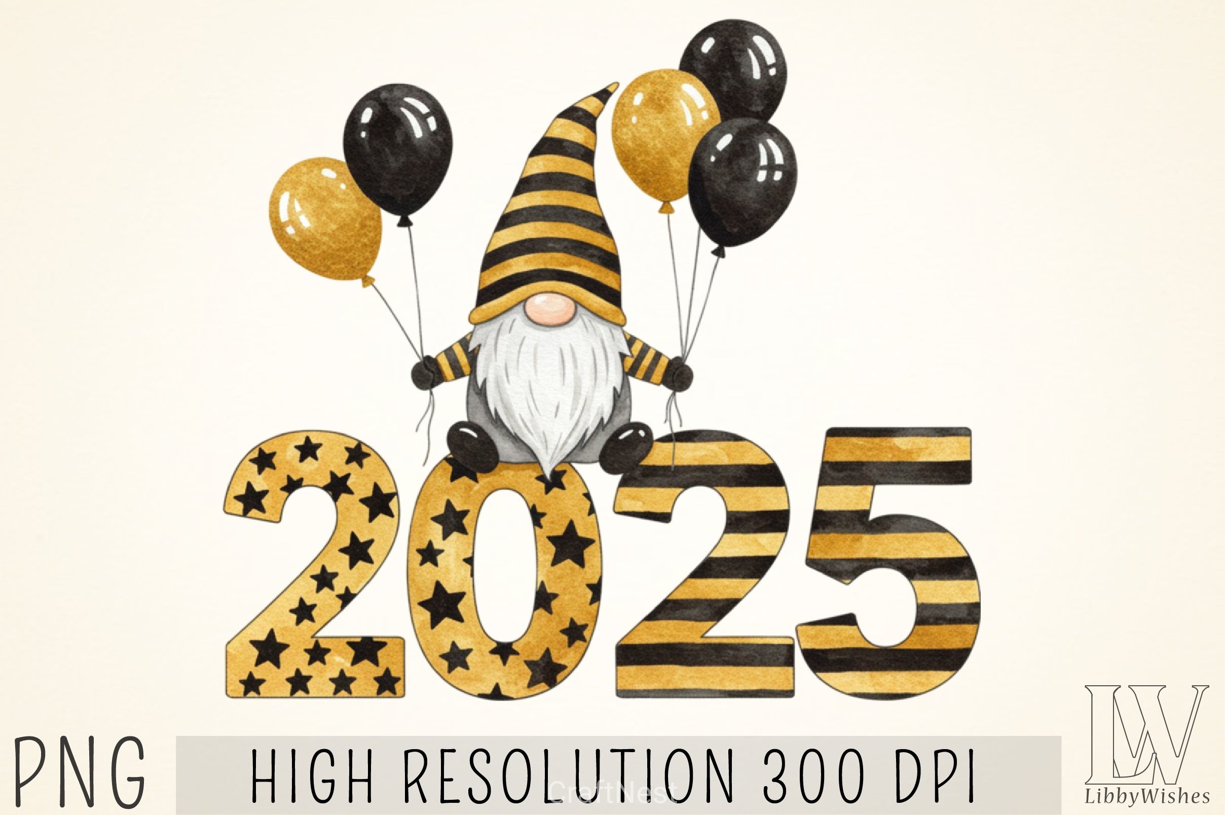 New Year Gnomes 2025 Clipart Bundle 3 - CraftNest - Digital Crafting and Art