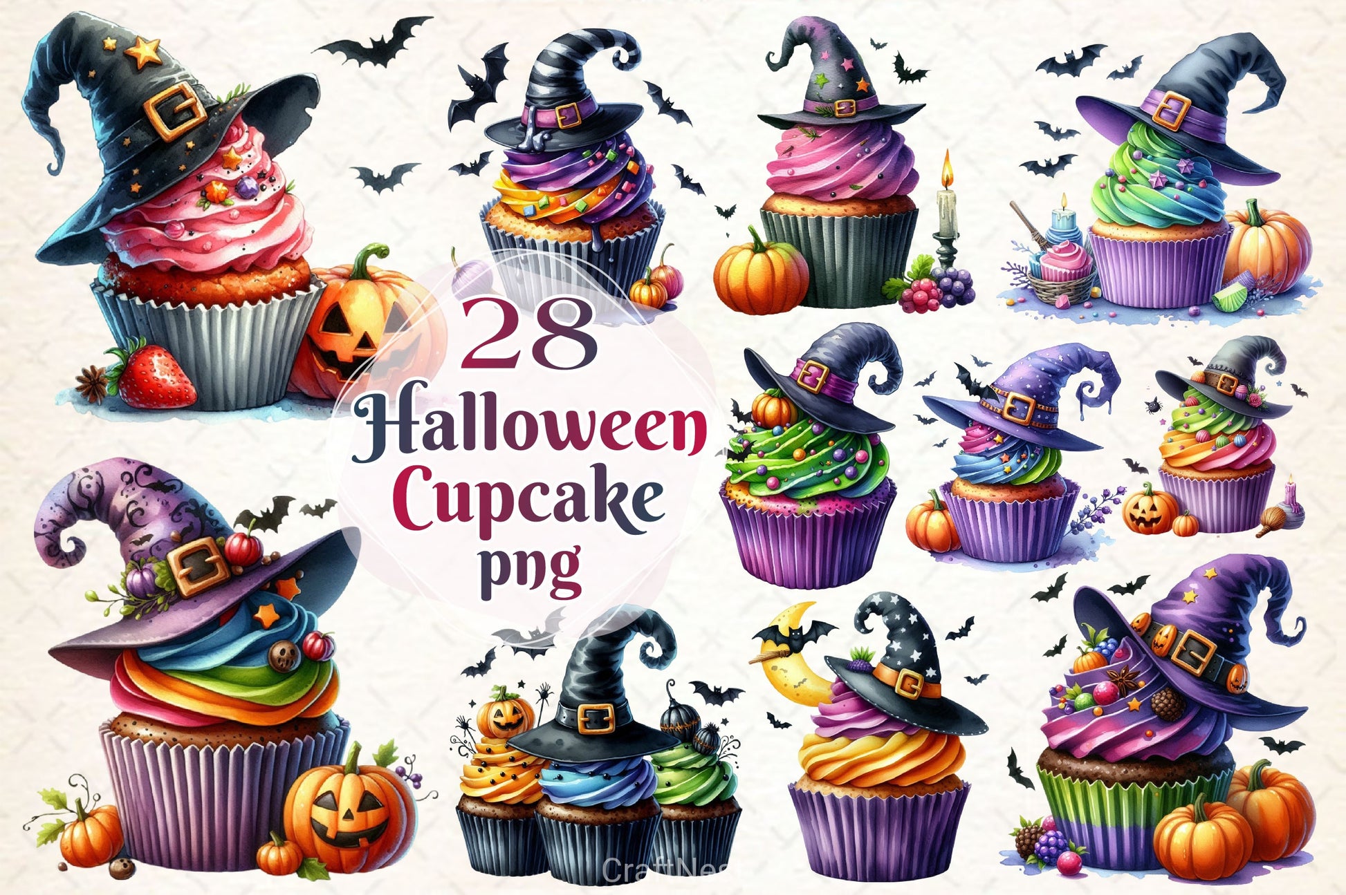 Halloween Cupcake Clipart Bundle 2 - CraftNest - Digital Crafting and Art