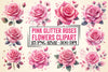 Pink Glitter Roses Clipart Bundle