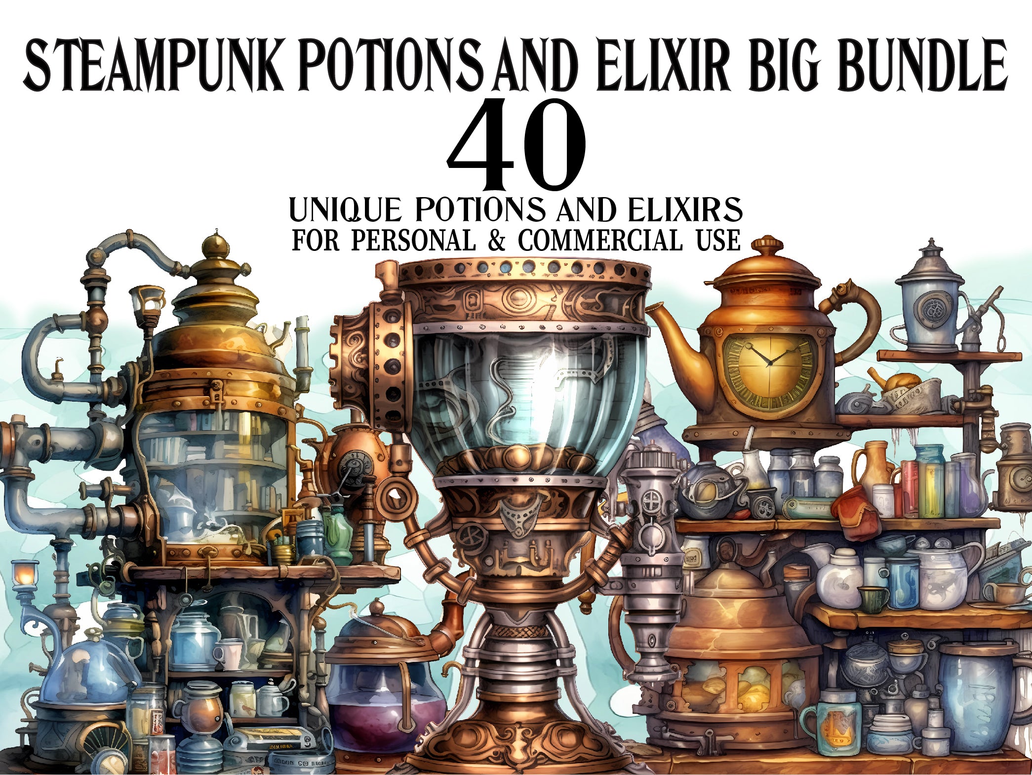 Steampunk Potions And Elixirs Clipart - CraftNest