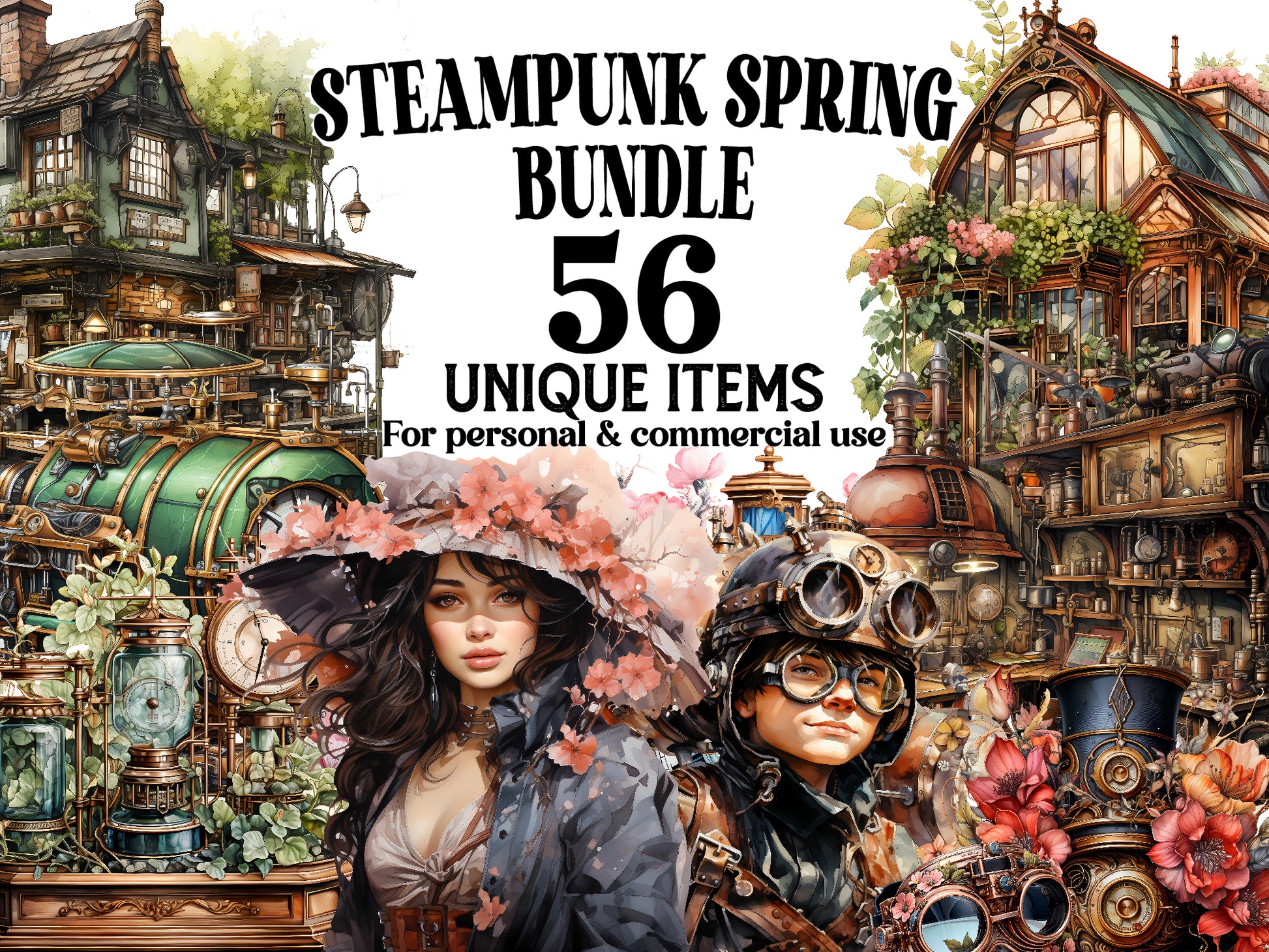 Steampunk Spring Clipart - CraftNest