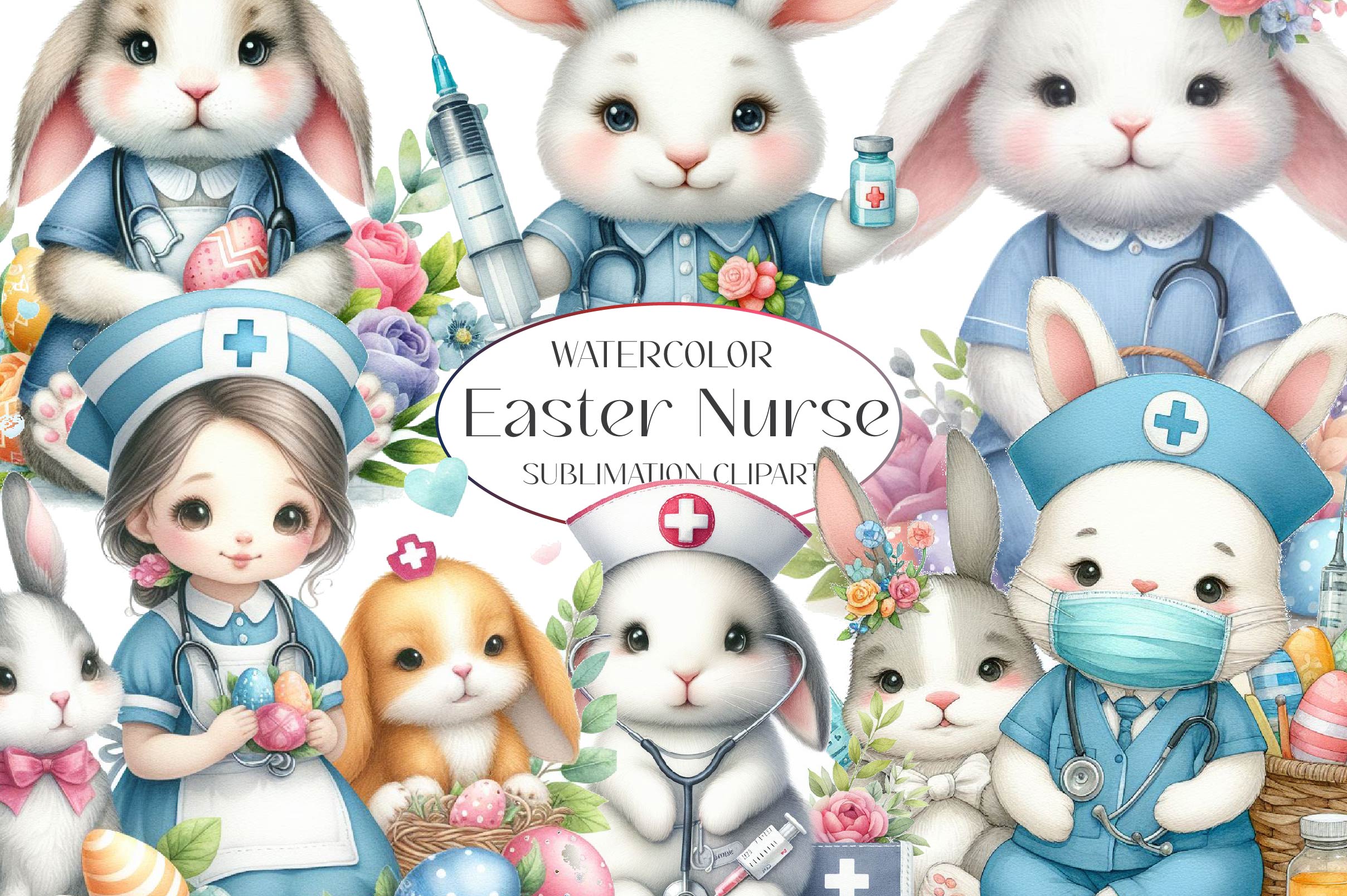 Easter Nurse Animals Clipart Bundle - CraftNest - Digital Crafting and Art