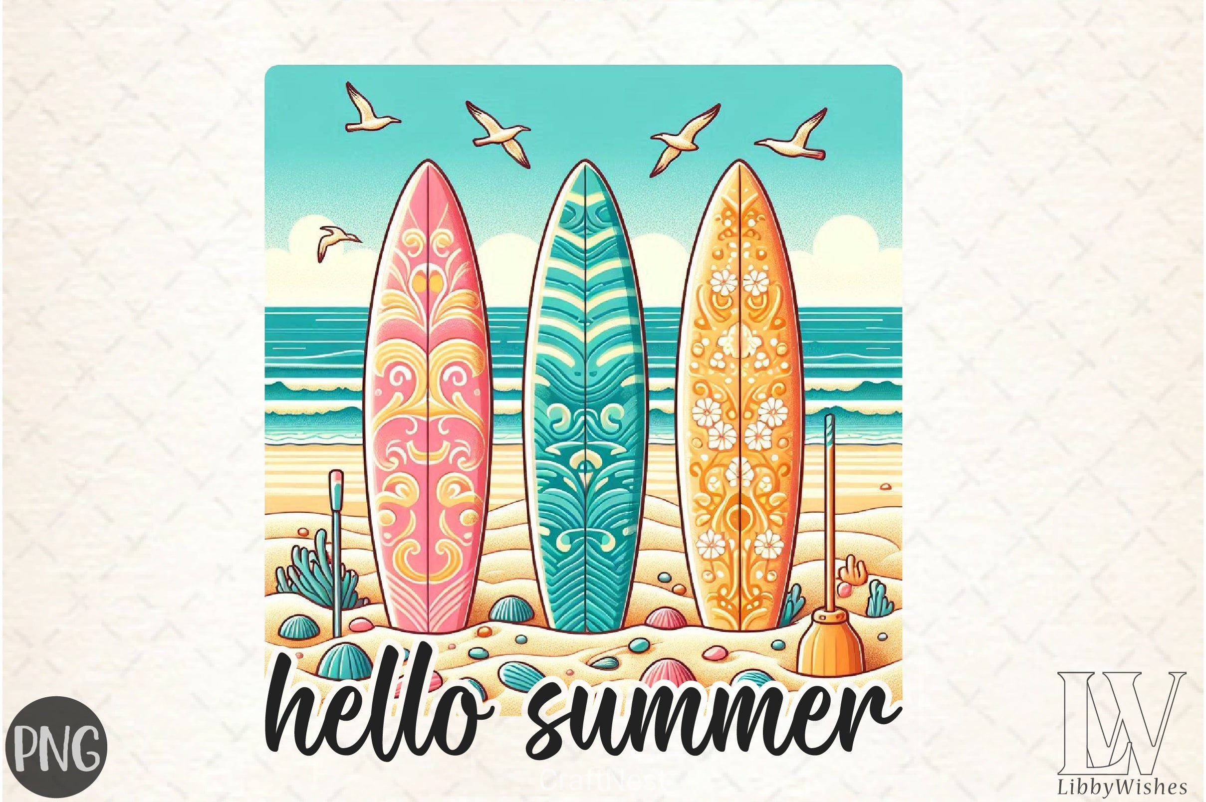 Hello Summer Beach Clipart Bundle - CraftNest - Digital Crafting and Art