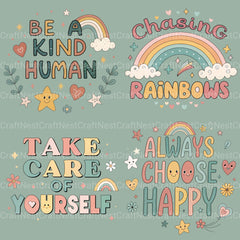 Retro Positive Words 2 Clipart Bundle - CraftNest - Digital Crafting and Art