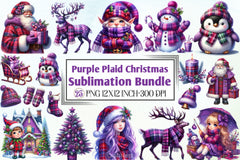 Purple Plaid Christmas Clipart Bundle - CraftNest - Digital Crafting and Art