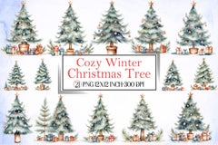 Cozy Winter Christmas Tree Clipart - CraftNest - Digital Crafting and Art