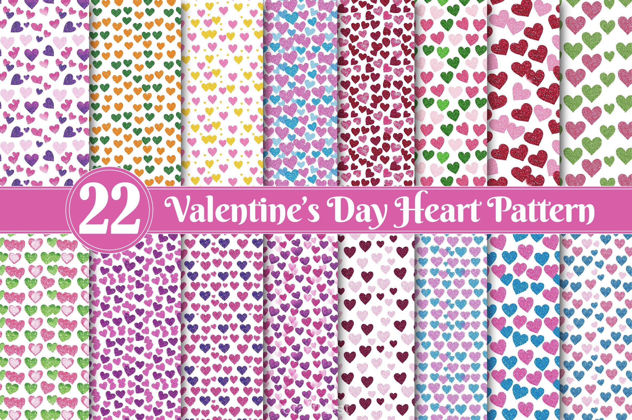 Valentines Day Heart Seamless Pattern Digital Paper - CraftNest - Digital Crafting and Art