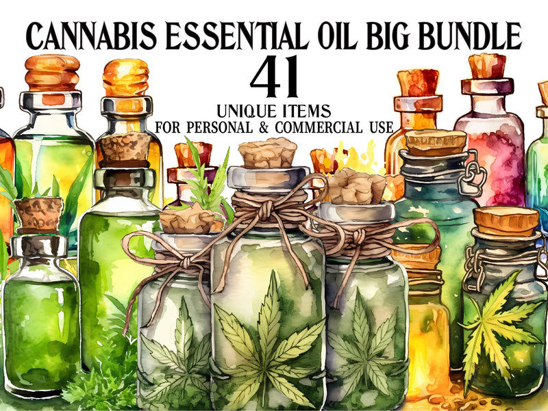 Cannabis Essential Oil Bottles clipart - CraftNest