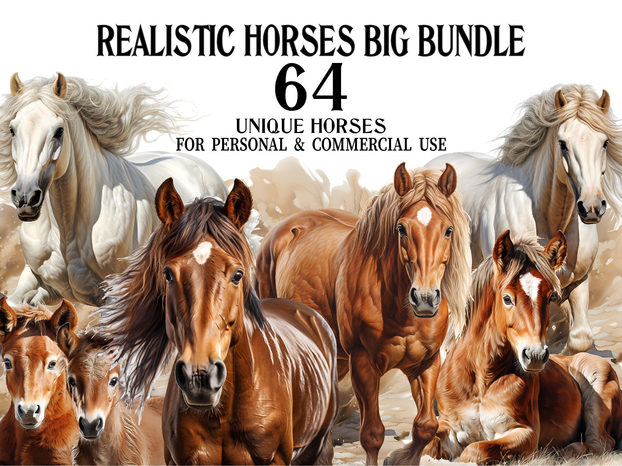 Realistic Horses Clipart - CraftNest