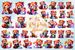Cute Red Panda Alphabet Clipart Bundle - CraftNest - Digital Crafting and Art