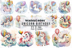 Unicorn Birthday Clipart Bundle - CraftNest - Digital Crafting and Art