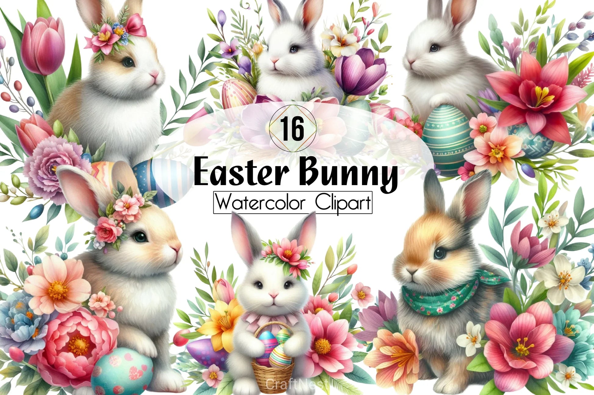 Easter Bunny Clipart Bundle 33 - CraftNest - Digital Crafting and Art