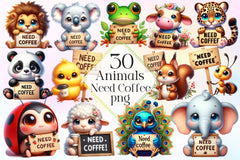 Need Coffee Animals Clipart Bundle - CraftNest - Digital Crafting and Art