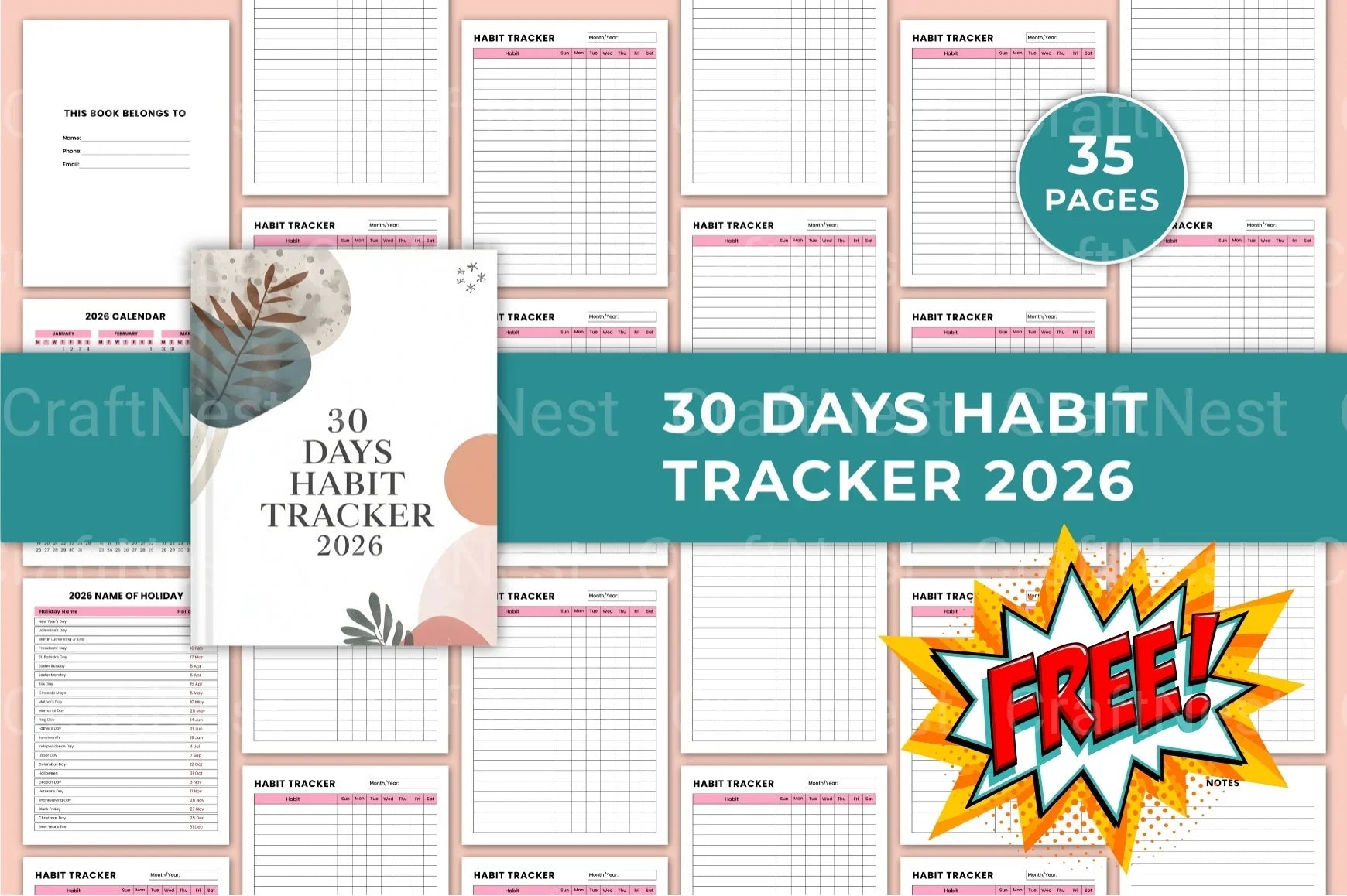 Days Habit Tracker: Boost Your Productivity - CraftNest - Digital Crafting and Art