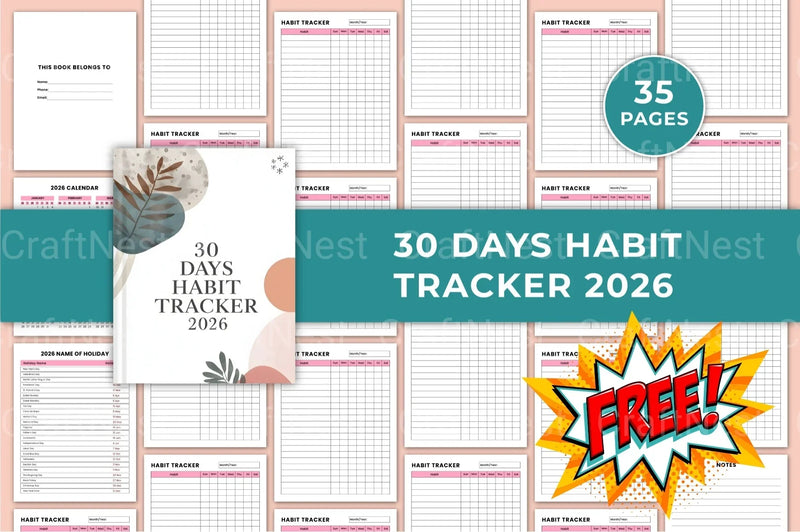 Days Habit Tracker: Boost Your Productivity - CraftNest - Digital Crafting and Art