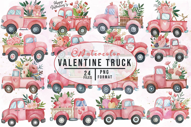 Valentine Truck Clipart Bundle - CraftNest - Digital Crafting and Art