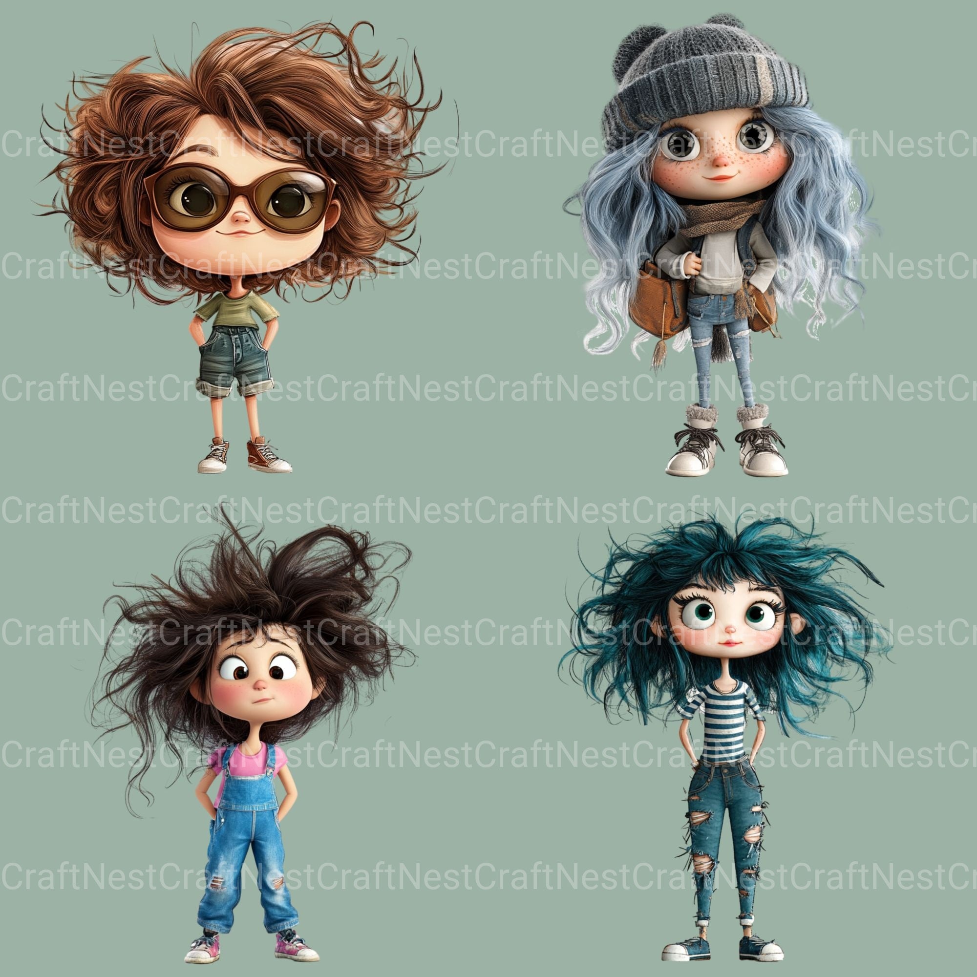 Quirky Girls Clipart Bundle 3 - CraftNest - Digital Crafting and Art