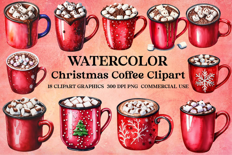 Christmas Coffee Vector Clipart Bundle - CraftNest - Digital Crafting and Art