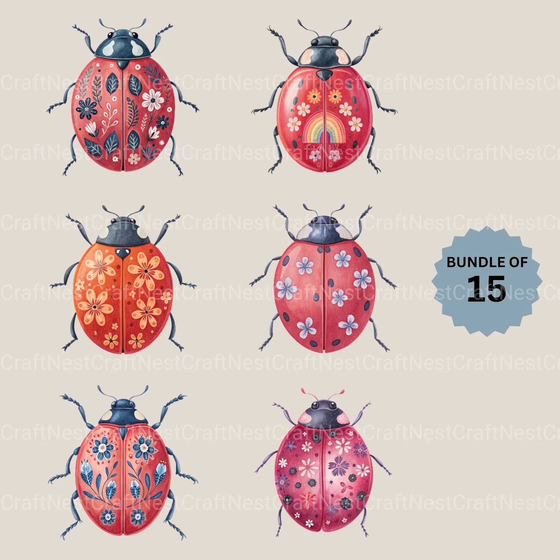 Ladybug Lovebug Clipart Bundle - CraftNest - Digital Crafting and Art