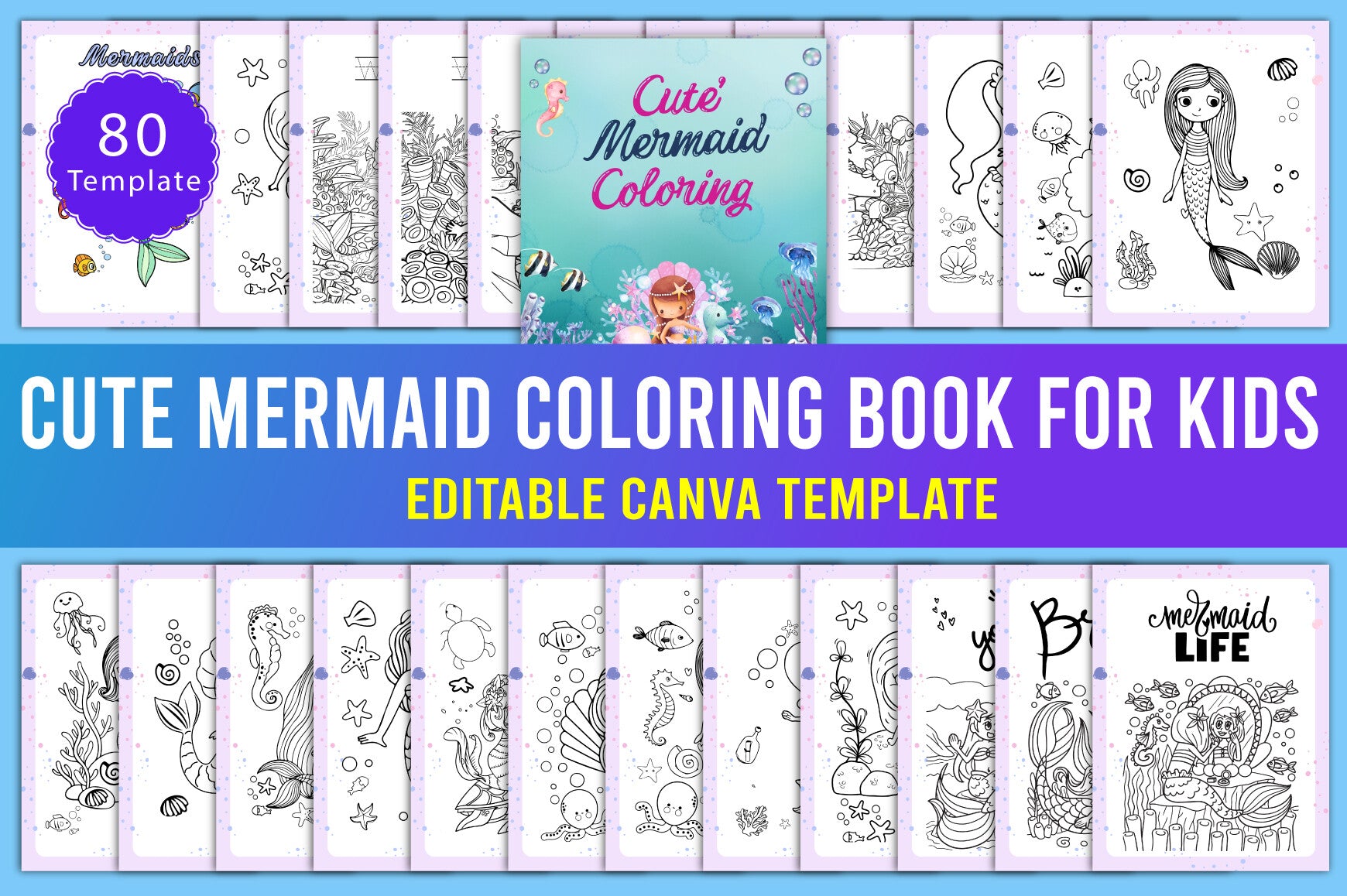 Cute Mermaid Coloring Book