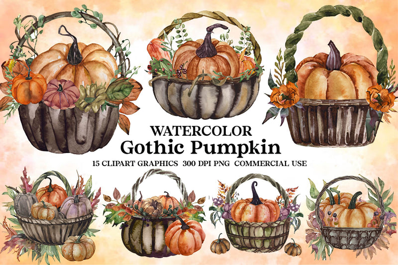 Gothic Pumpkin Clipart Bundle - CraftNest - Digital Crafting and Art