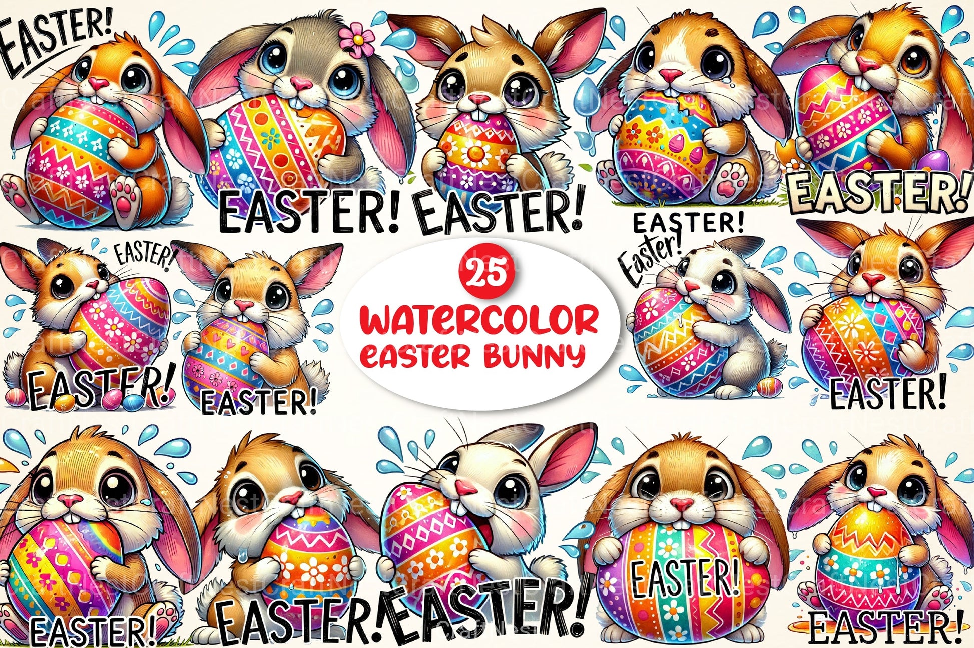 Easter Bunny Clipart Bundle 1 - CraftNest - Digital Crafting and Art