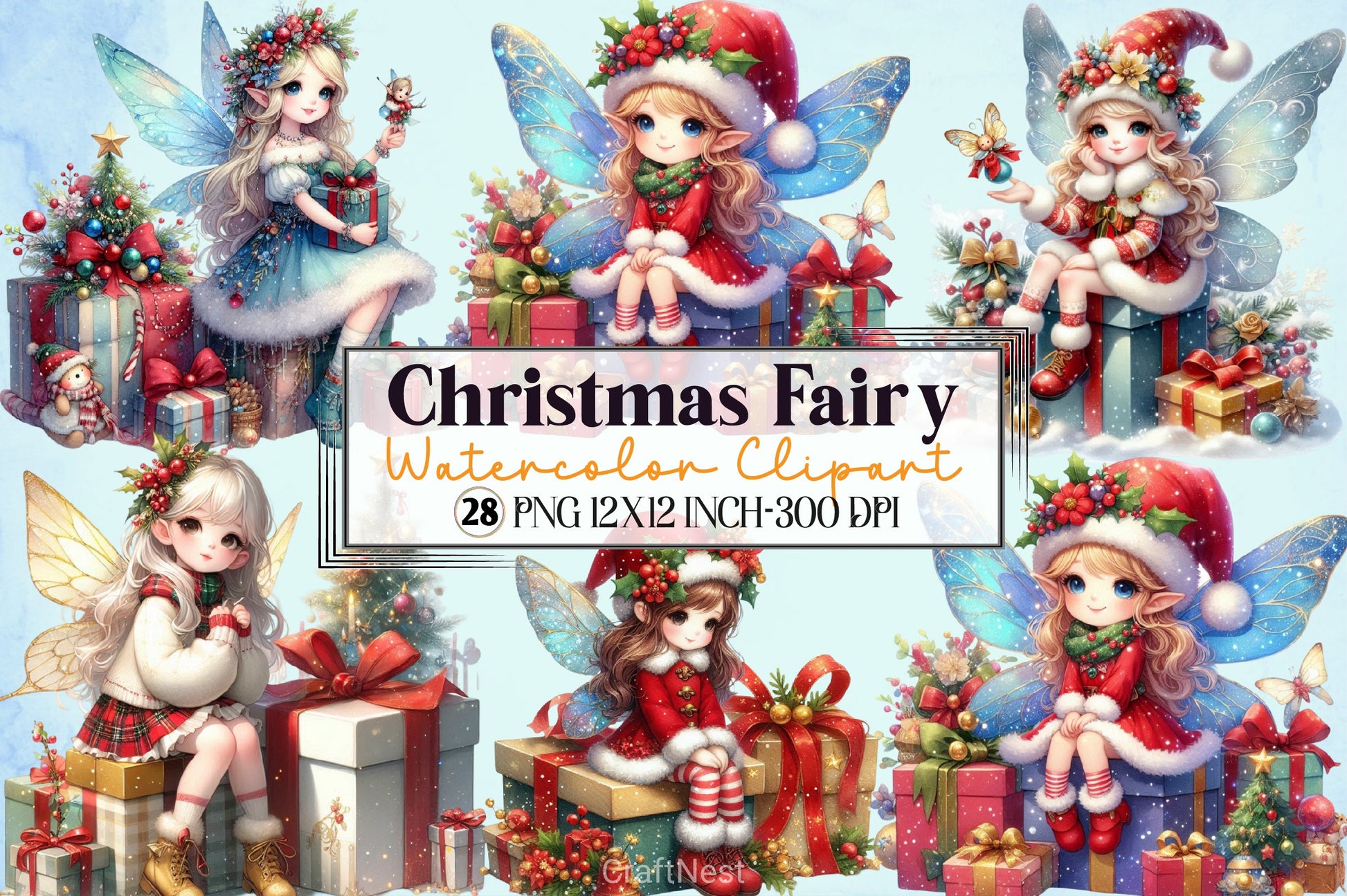 Christmas Fairy Clipart Bundle 4 - CraftNest - Digital Crafting and Art