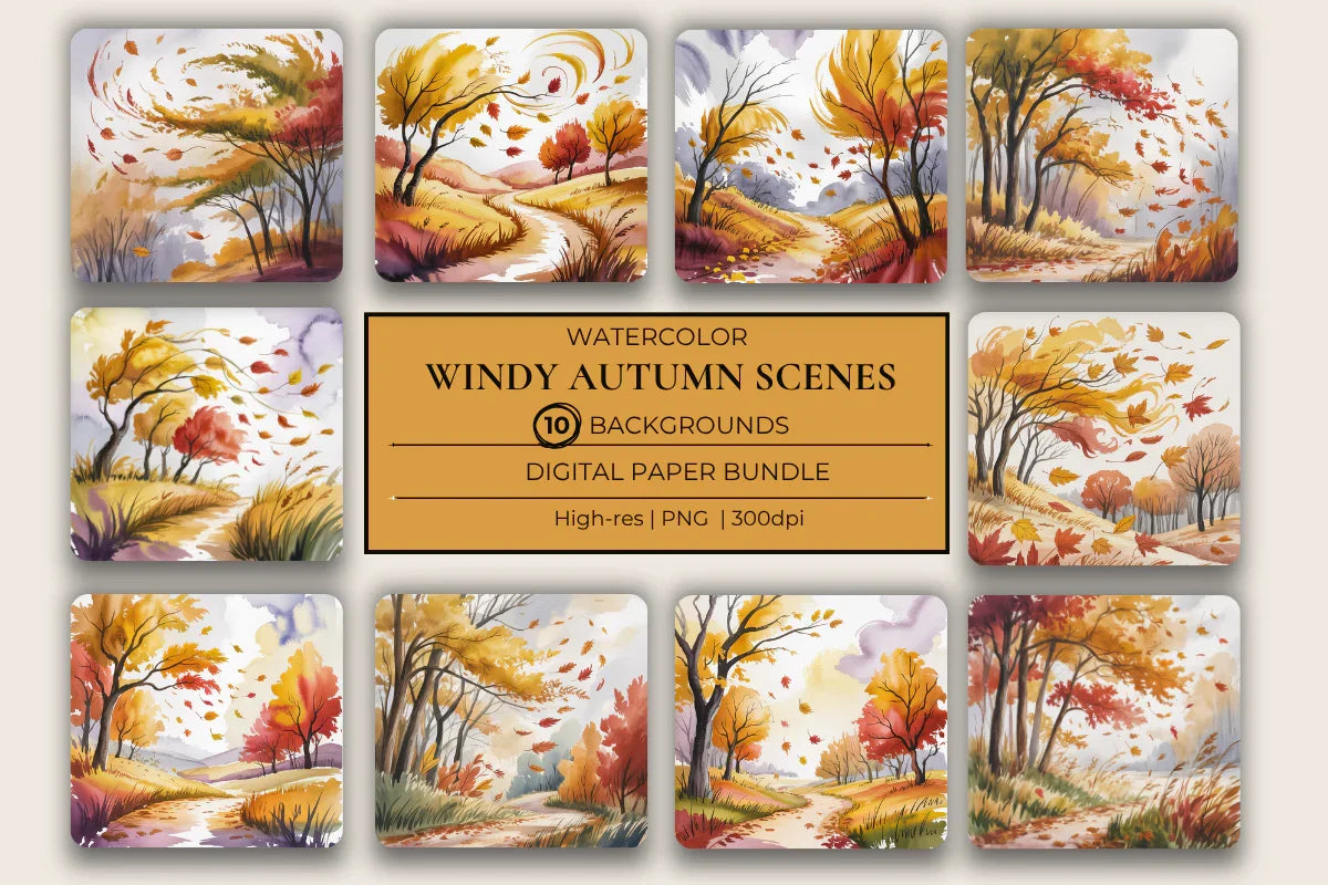 Windy Fall Pattern Windy Autumn Scenes Background Papers