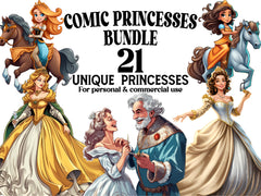 Comic Art Style Princesses Clipart - CraftNest