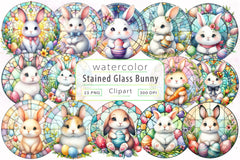 Stained Glass Easter Bunny Clipart Bundle - CraftNest - Digital Crafting and Art
