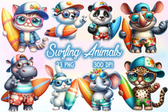 Surfing Animals Clipart Bundle - CraftNest - Digital Crafting and Art