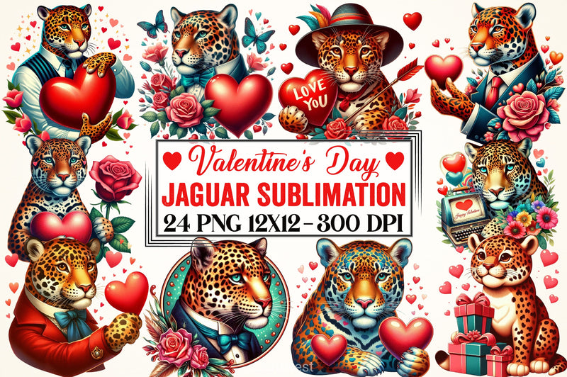 Valentine's Day Jaguar Clipart Bundle - CraftNest - Digital Crafting and Art