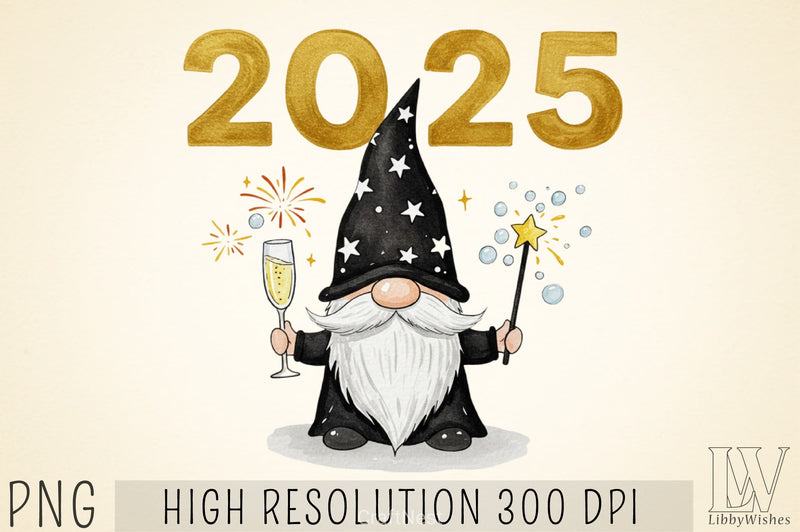 New Year Gnomes 2025 Clipart Bundle 2 - CraftNest - Digital Crafting and Art
