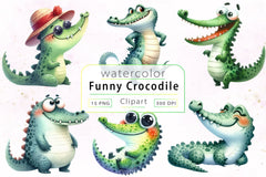 Funny Crocodile Clipart Bundle - CraftNest - Digital Crafting and Art