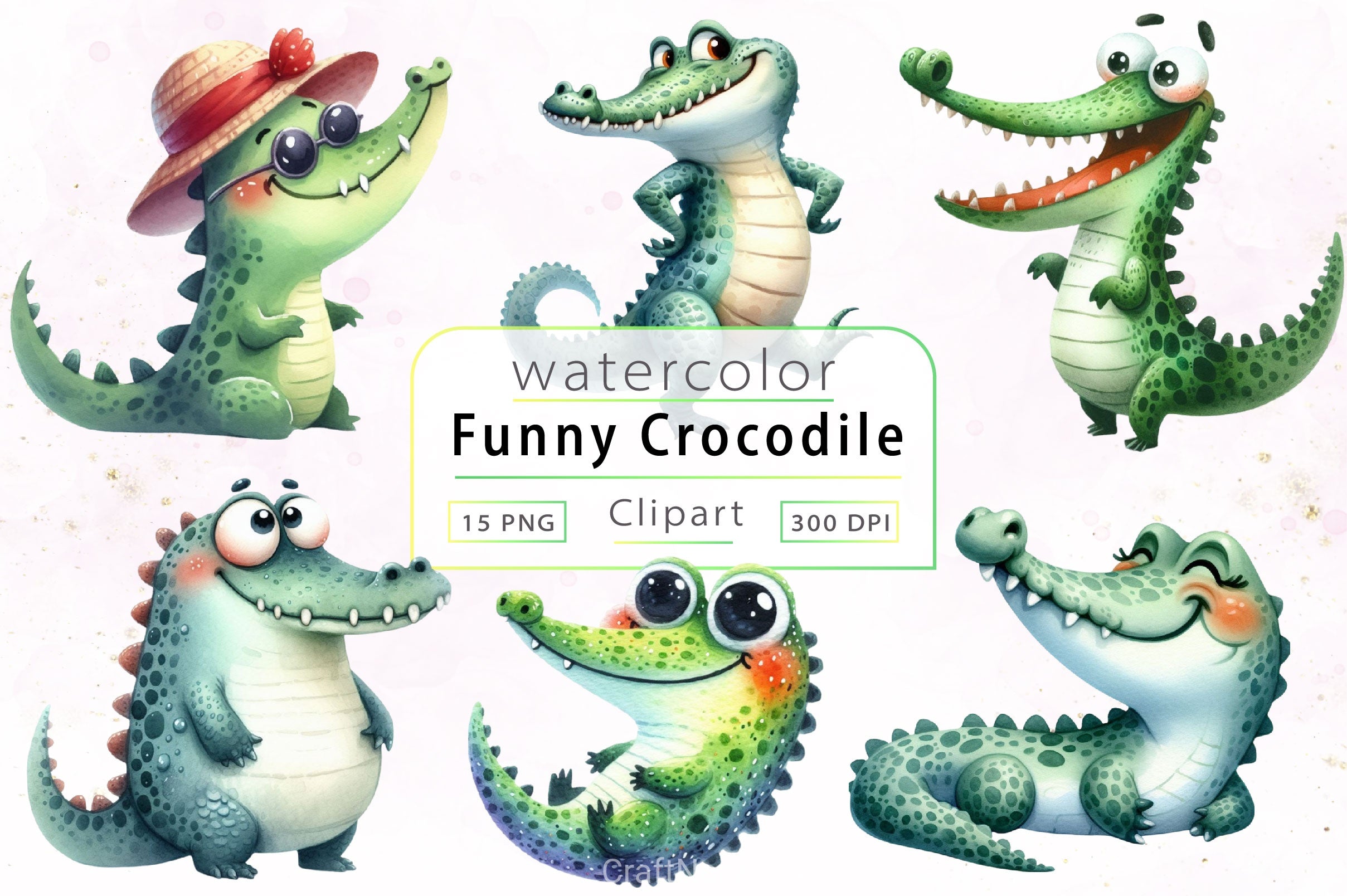 Funny Crocodile Clipart Bundle - CraftNest - Digital Crafting and Art