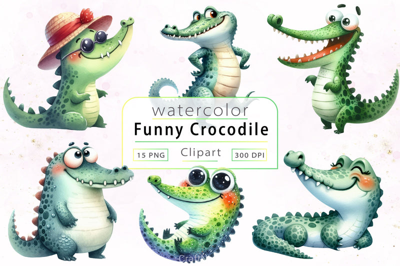 Funny Crocodile Clipart Bundle - CraftNest - Digital Crafting and Art