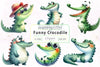 Funny Crocodile Clipart Bundle