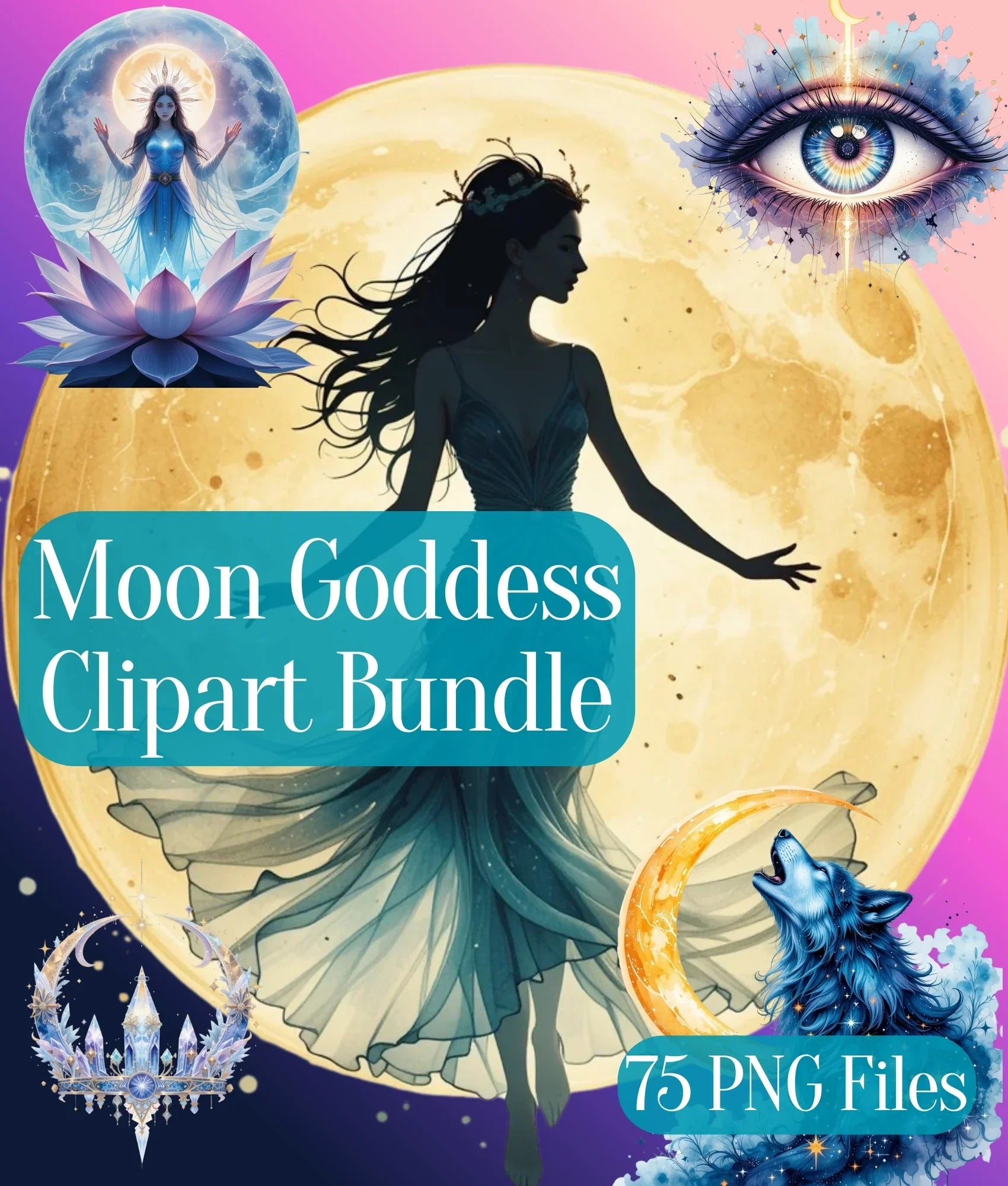 Moon Goddess Clipart Bundle - CraftNest - Digital Crafting and Art