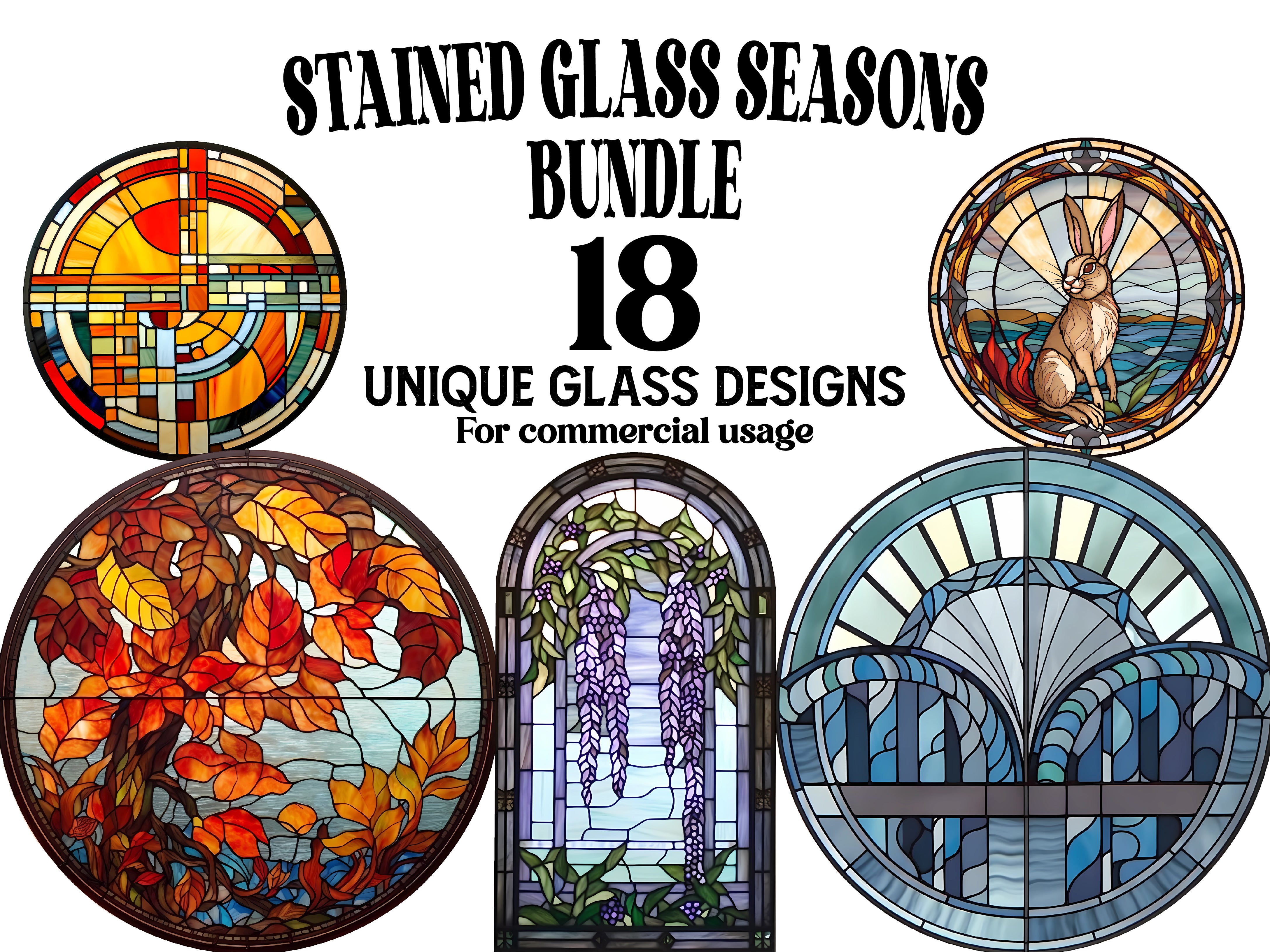 Stained Glass Seasons Clipart - CraftNest