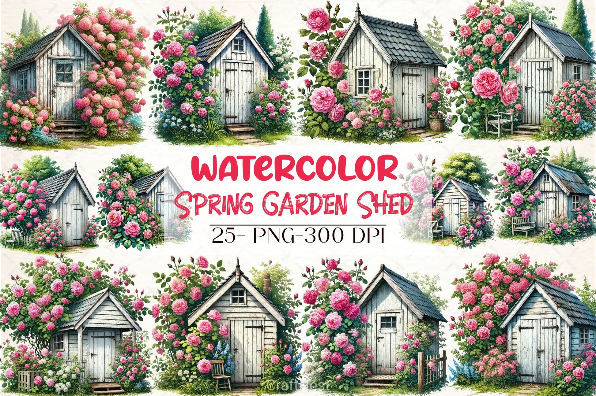 Spring Garden Shed Clipart Bundle - CraftNest - Digital Crafting and Art