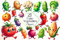 Cute Vegetables Clipart Bundle 3 - CraftNest - Digital Crafting and Art