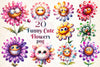 Funny Cute Flowers Clipart Bundle