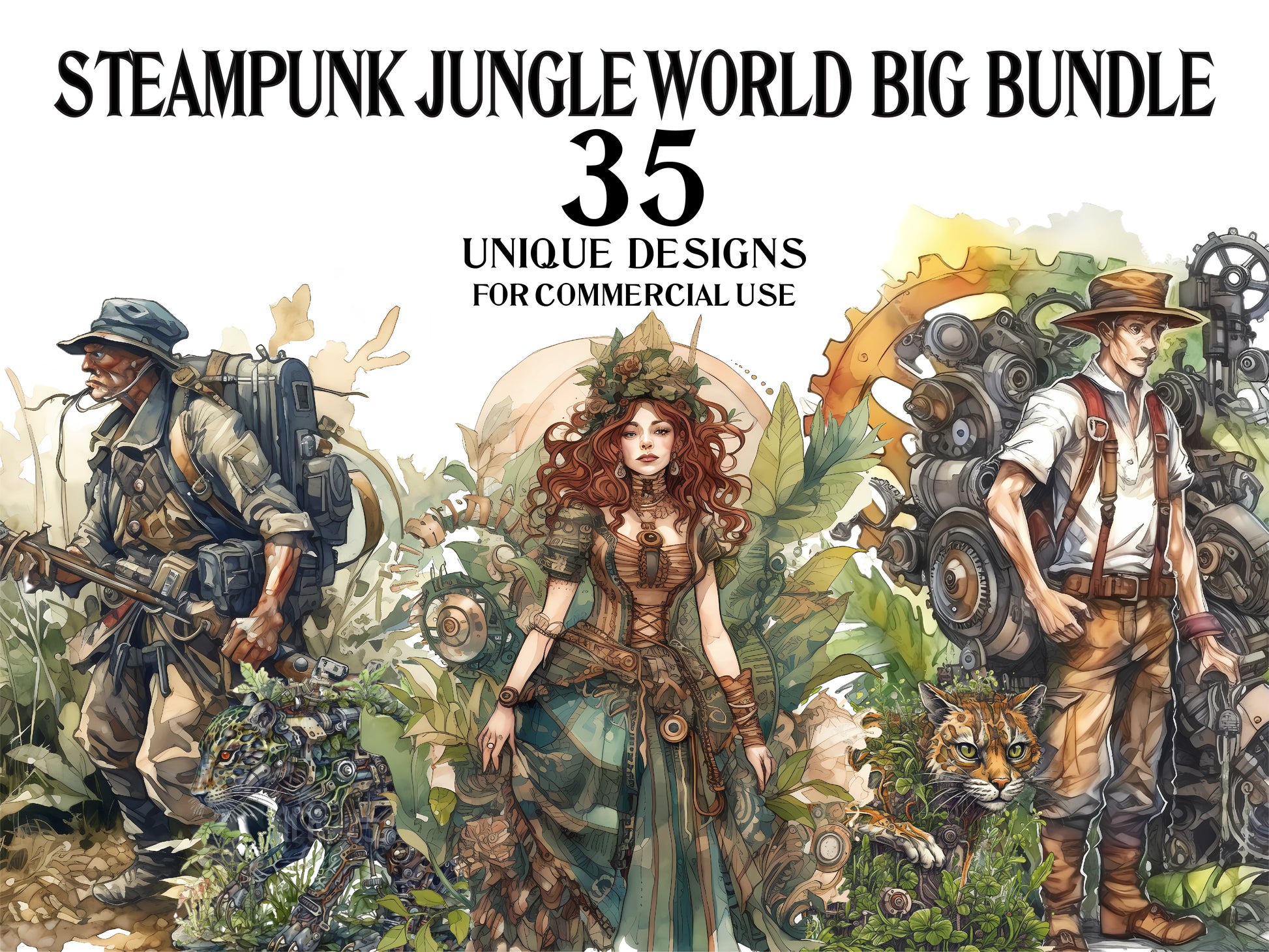 Steampunk Jungle World Clipart - CraftNest