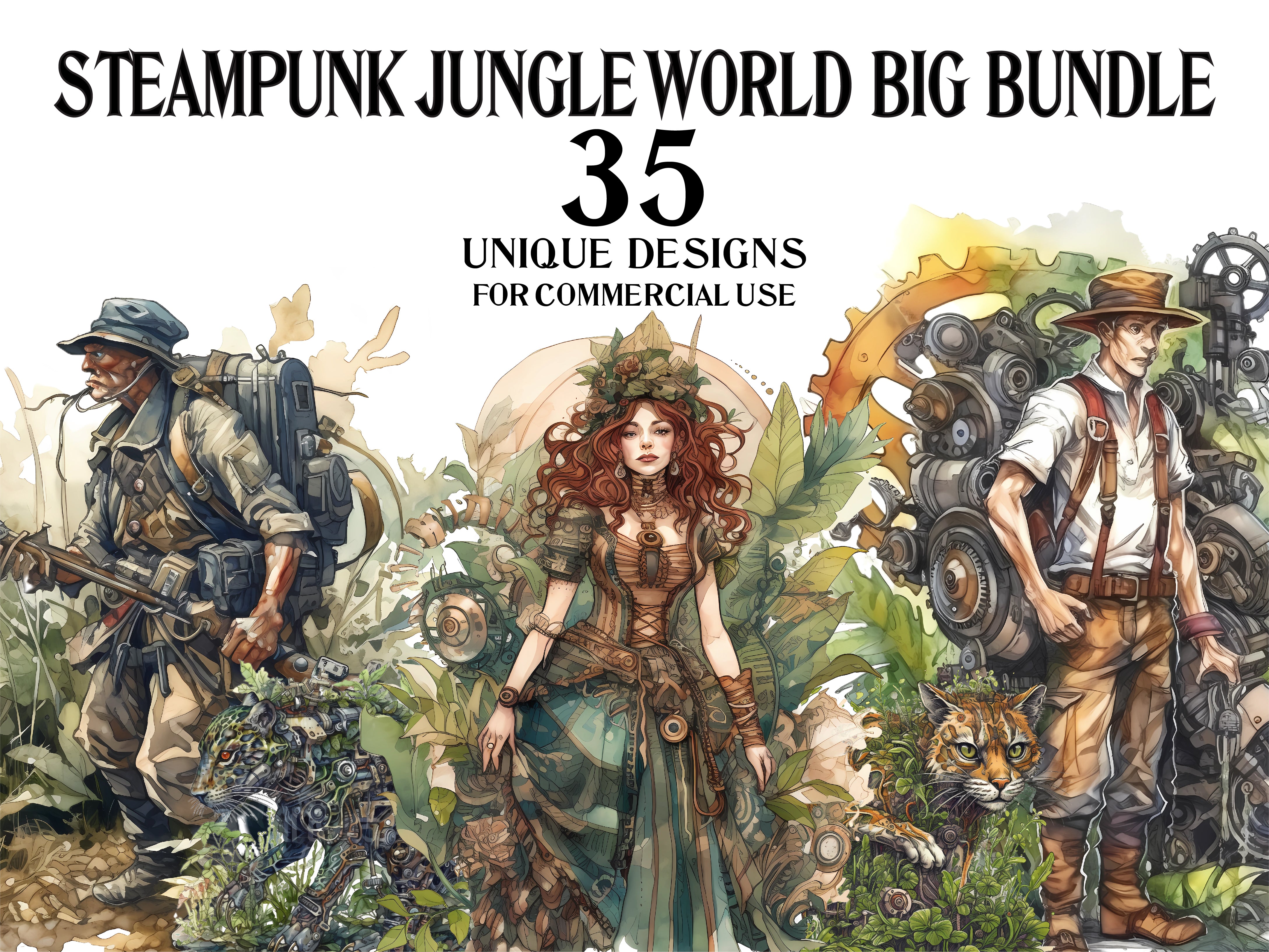 Steampunk Jungle World Clipart - CraftNest