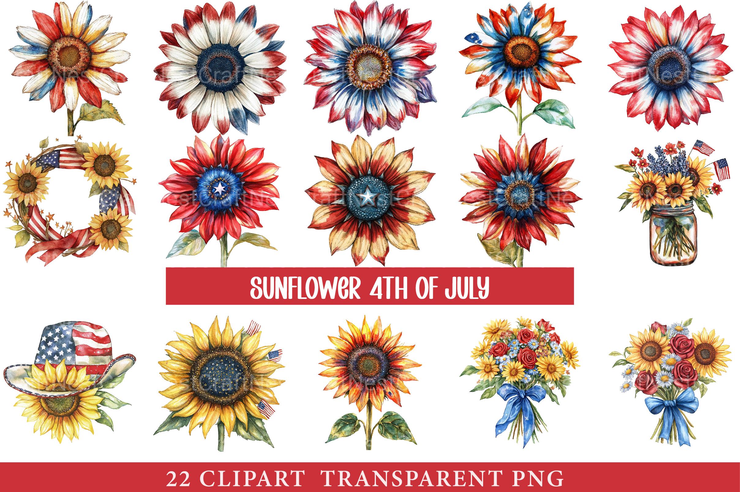 Sunflower 4th of July Clipart - CraftNest - Digital Crafting and Art