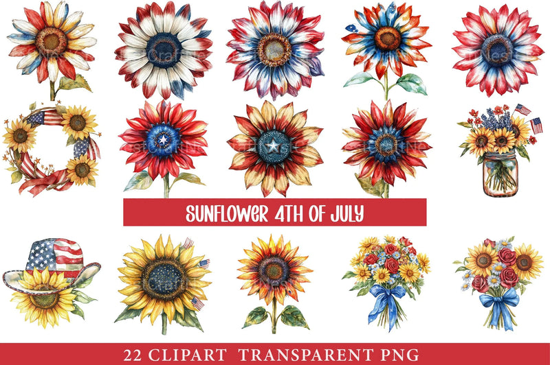 Sunflower 4th of July Clipart - CraftNest - Digital Crafting and Art