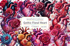 Gothic Floral Heart Clipart Bundle - CraftNest - Digital Crafting and Art