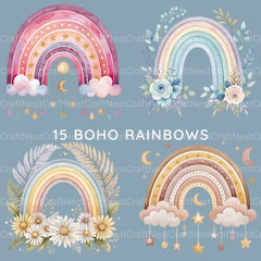 Boho Rainbows Clipart Bundle - CraftNest - Digital Crafting and Art